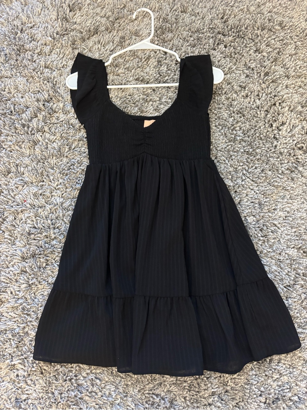 Black Tiered Square-Neck Dress